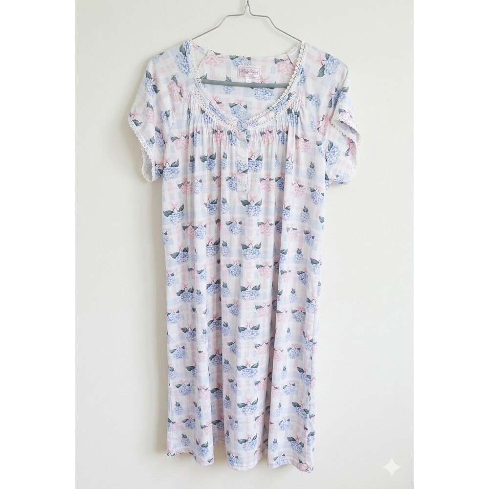 Body Touch Womens Large Floral Nightgown Short Sleeve Button “Preloved / Classic